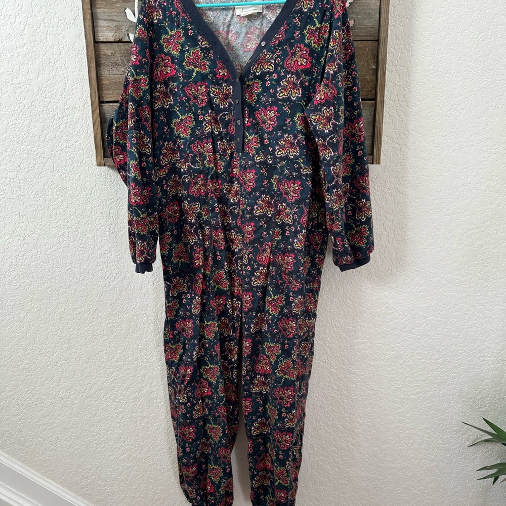 Anthropologie floral jumper pajama one piece romper ladies M